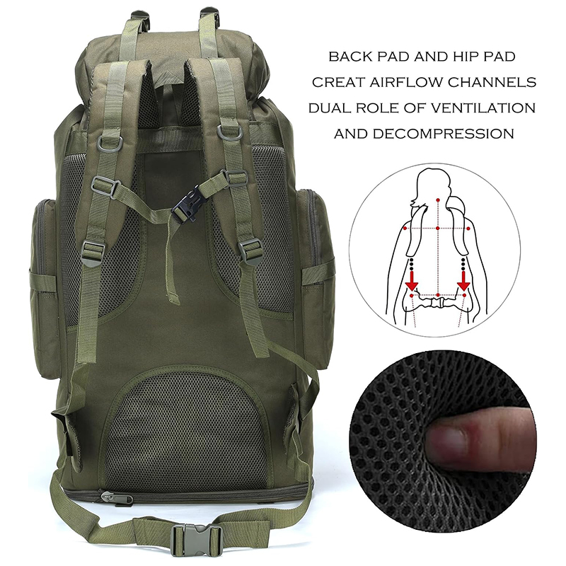 Hiking Backpack for Men 100L Olivegreen Camping Backpack Military Rucksack Molle 3 Days Assault Pack for Climbing - Image 3