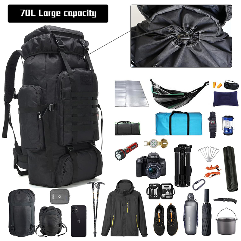 Hiking Backpack for Men 70L Camping Backpack Military Rucksack Molle 3 Days Assault Pack for Climbing - Image 3