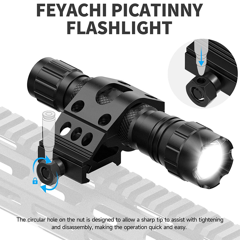 FL11-MB Tactical Flashlight, 1200 Lumens Small Flashlight, with Offset Mount & Pressure Switch, 200m Beam Range, 4H Runtime, Rainproof and Shockproof for Outdoor Hunting, Search, Rescue - Image 3