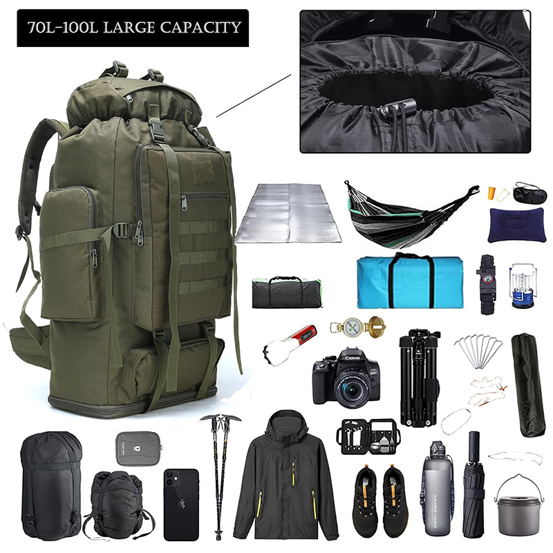 Hiking Backpack for Men 100L Olivegreen Camping Backpack Military Rucksack Molle 3 Days Assault Pack for Climbing - Image 4