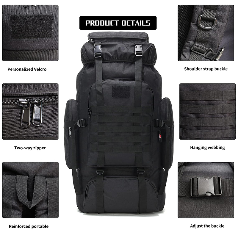 Hiking Backpack for Men 70L Camping Backpack Military Rucksack Molle 3 Days Assault Pack for Climbing - Image 6