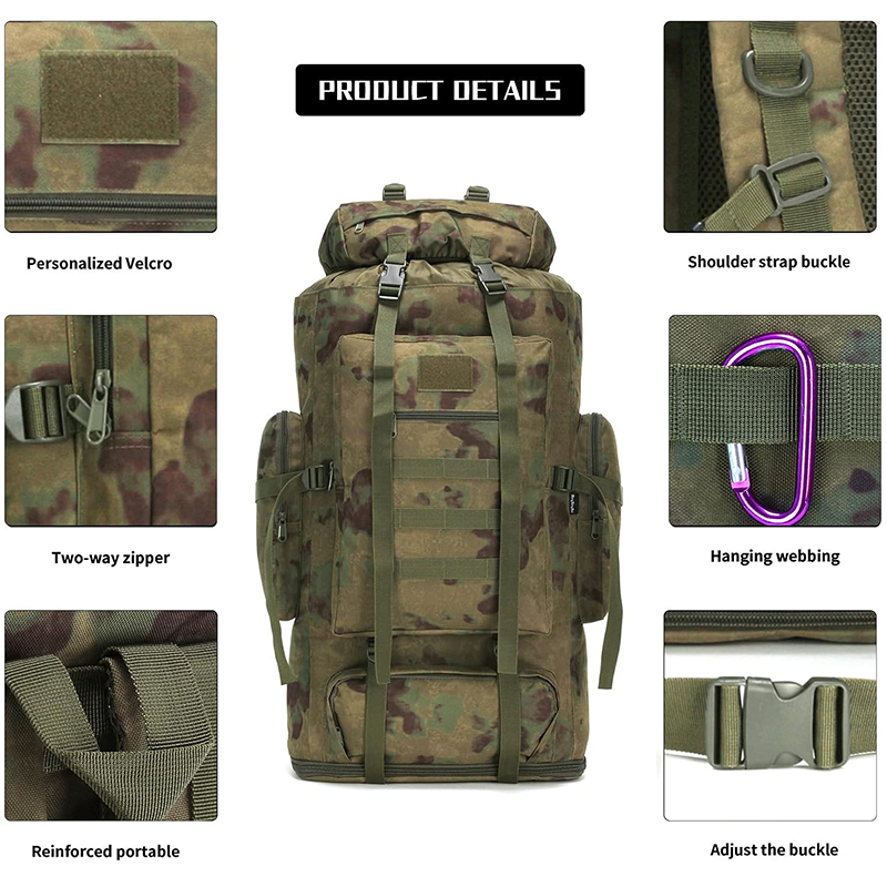 Hiking Backpack for Men 100L Ruin-Green Camping Backpack Military Rucksack Molle 3 Days Assault Pack for Climbing - Image 6