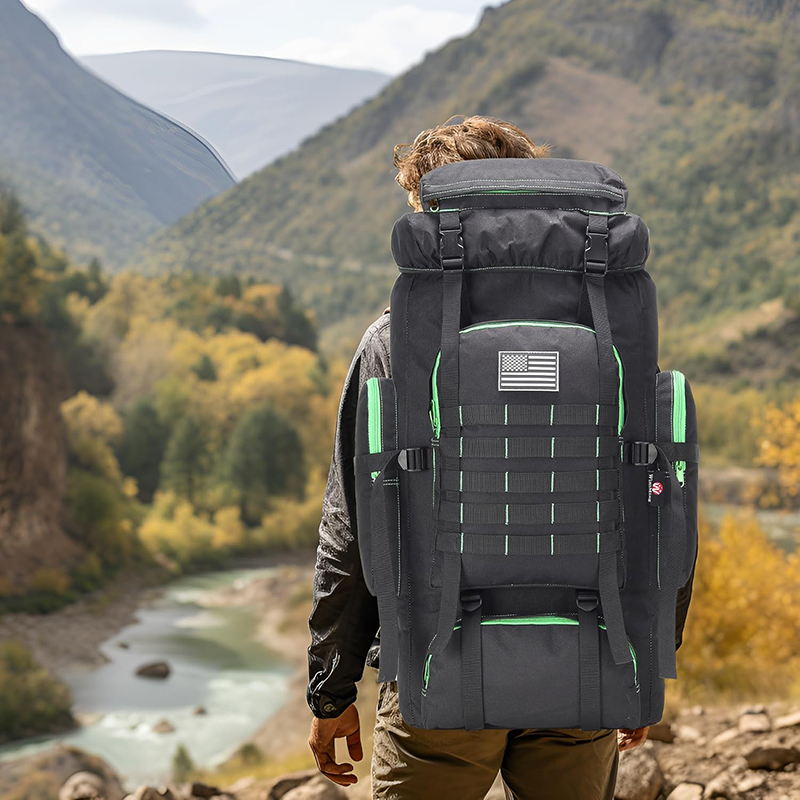 Hiking Backpack for Men 70L Blackgreen Camping Backpack Military Rucksack Molle 3 Days Assault Pack for Climbing - Image 7
