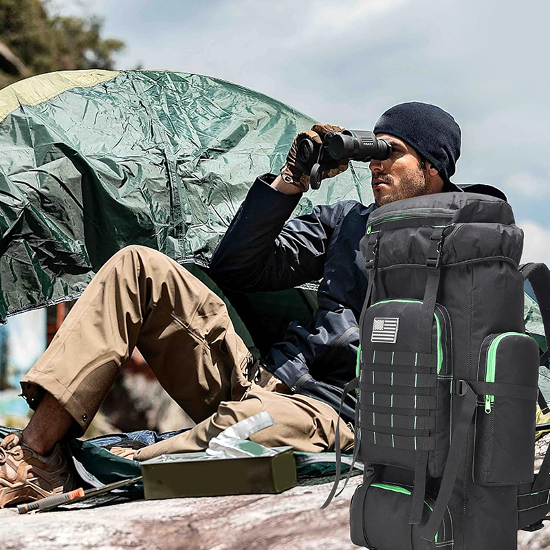 Hiking Backpack for Men 70L Blackgreen Camping Backpack Military Rucksack Molle 3 Days Assault Pack for Climbing - Image 8