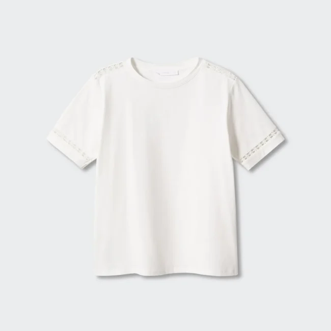 Embroidered White Cotton T-Shirt - 图片 5