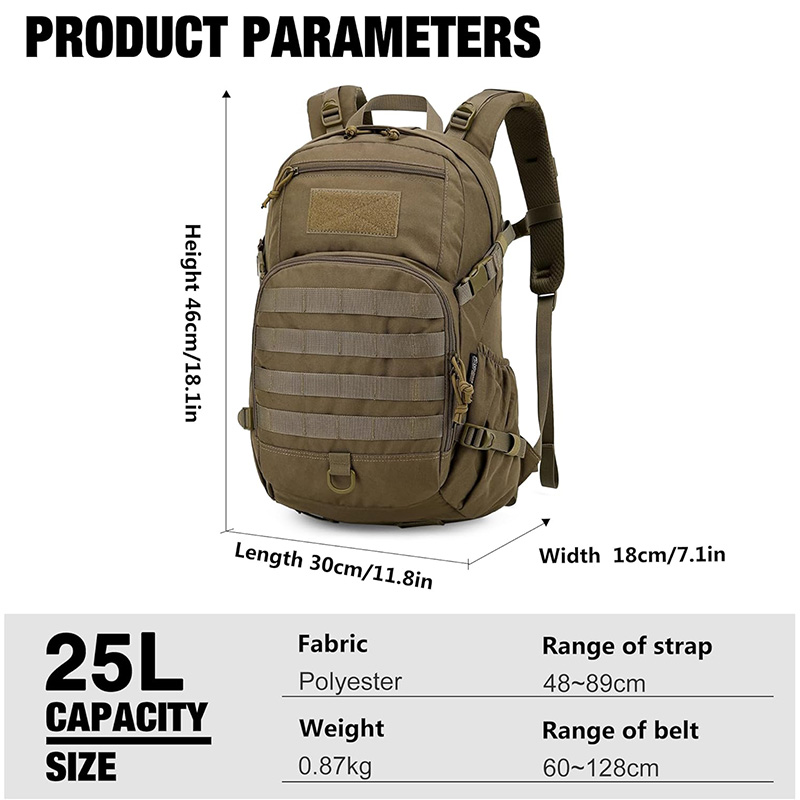 Small Tactical Backpack,Molle Hiking Backpack for Backpacking,Cycling and Biking,25L Backpack - Image 3