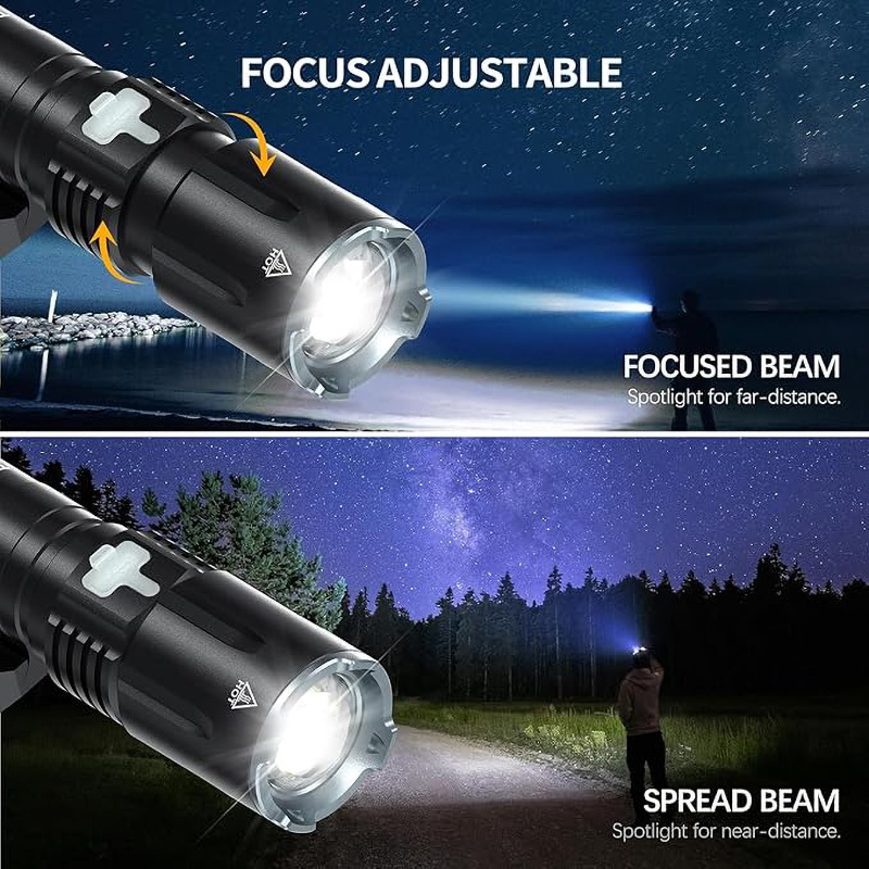 FL27 Rechargeable Flashlight 2000 Lumen, USB-C Tactical Light with Adjustable Focus, 4 Modes (Ultra/High/Low/Strobe), IPX7 Waterproof, Includes Pressure Switch & Picatinny Mount - Image 3
