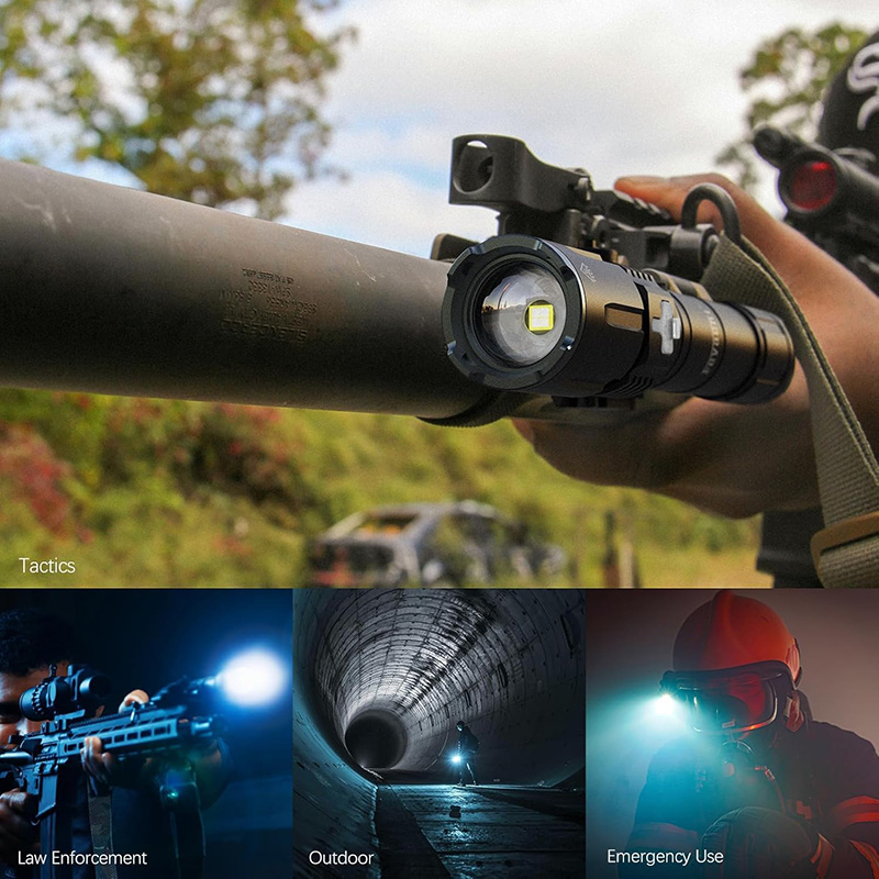 FL27 Rechargeable Flashlight 2000 Lumen, USB-C Tactical Light with Adjustable Focus, 4 Modes (Ultra/High/Low/Strobe), IPX7 Waterproof, Includes Pressure Switch & Picatinny Mount - Image 7