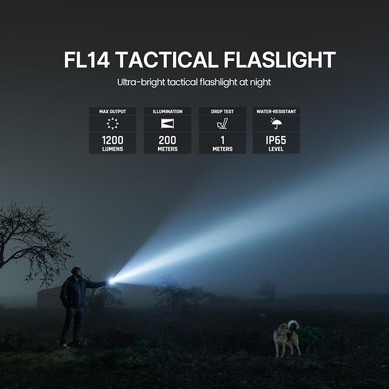 FL11 Tactical Flashlight 1200 Lumen LED Weapon Light,Waterproof with Picatinny/M Lock Mount, Pressure Switch Included (M Lock Mounted) - Image 5