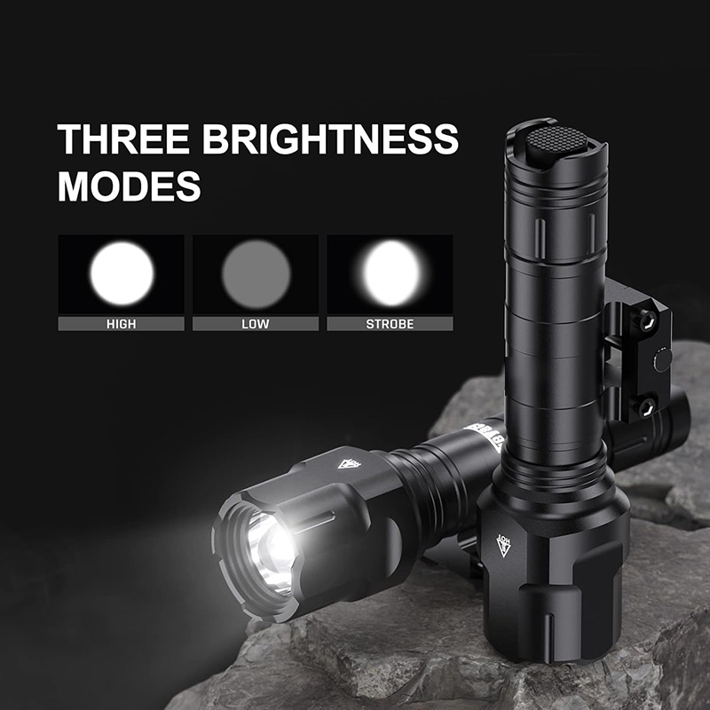 WL25 1200 High Lumens Tactical AR Flashlight LED Light with Pressure Switch & Fixed Picatinny Rail Mount, 3 Modes - High/Low/Strobe - Image 3