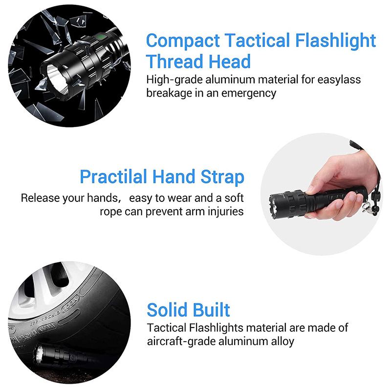 ZeYouai Tactical Flashlight with Rail Mount, Rechargeable LED Flashlight, Super Bright Torch Light 5 Modes Waterproof Weapon Light Pressure Switch Include for Hunting - Image 4