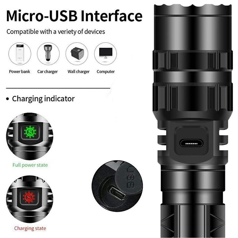 Green Light Flashlight, Rechargeable LED Green Light Tactical Flashlight with Pressure Switch, 5 Modes & Zoomable Deer Hunting Light, IPX4 waterproof Hog Lights for Night Hunting Coyote Varmint - Image 4