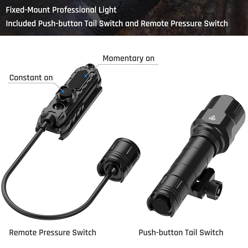 WL25 1200 High Lumens Tactical AR Flashlight LED Light with Pressure Switch & Fixed Picatinny Rail Mount, 3 Modes - High/Low/Strobe - Image 5