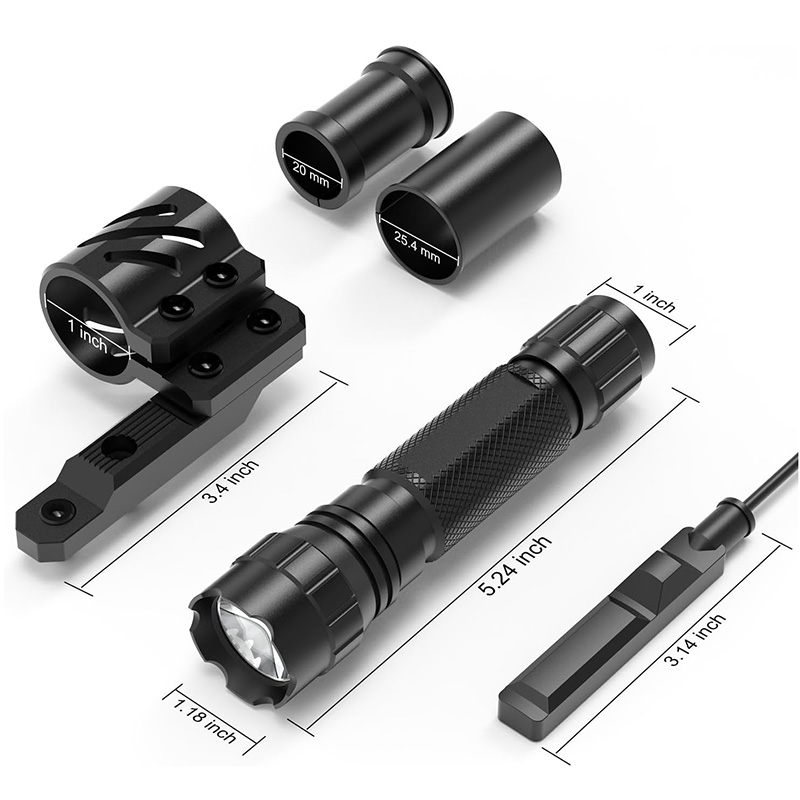 FL14-MB Flashlight 1200 Lumen Matte Black LED Light with Flashlight Mount and Pressure Switch Included - Image 6