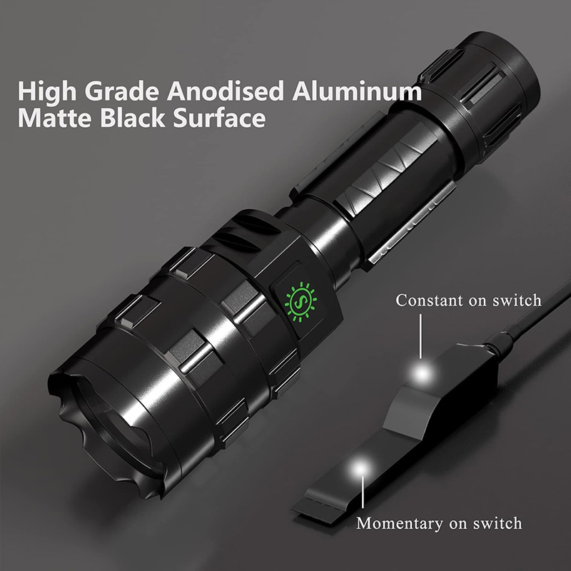 Picatinny Flashlight, LED Tactical Flashlight Rifle Rail Light with Pressure Switch, 3000 Lumens Waterproof Light, 5 Mode USB Rechargeable Flashlight for Hunting, Matte Black - Image 6