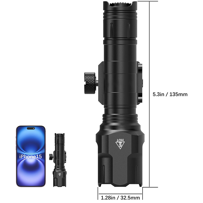 WL25 1200 High Lumens Tactical AR Flashlight LED Light with Pressure Switch & Fixed Picatinny Rail Mount, 3 Modes - High/Low/Strobe - Image 6