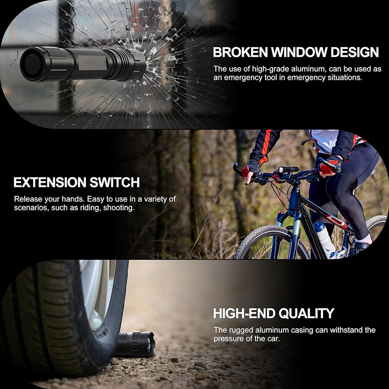 FL31 Rechargeable Flashlight 2000 Lumen, USB-C Tactical Light with Adjustable Focus, 4 Modes (Ultra/High/Low/Strobe), IPX7 Waterproof, Includes Pressure Switch & Picatinny Mount - Image 6