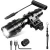 ZeYouai Tactical Flashlight with Rail Mount, Rechargeable LED Flashlight, Super Bright Torch Light 5 Modes Waterproof Weapon Light Pressure Switch Include for Hunting
