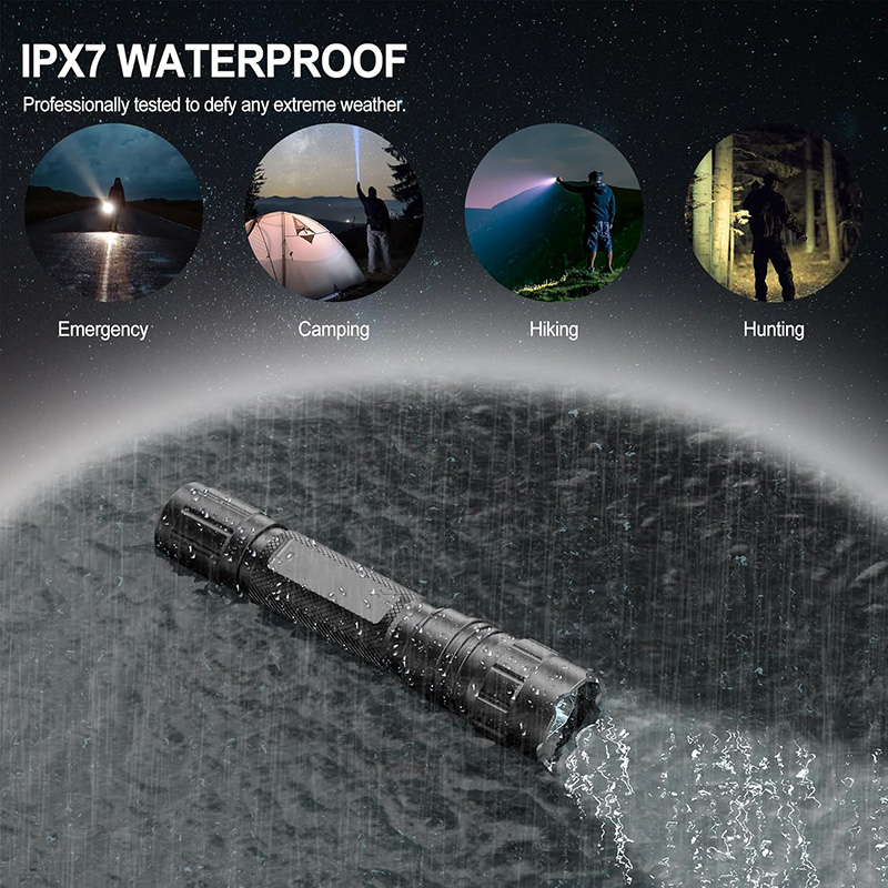 FL31 Rechargeable Flashlight 2000 Lumen, USB-C Tactical Light with Adjustable Focus, 4 Modes (Ultra/High/Low/Strobe), IPX7 Waterproof, Includes Pressure Switch & Picatinny Mount - Image 7